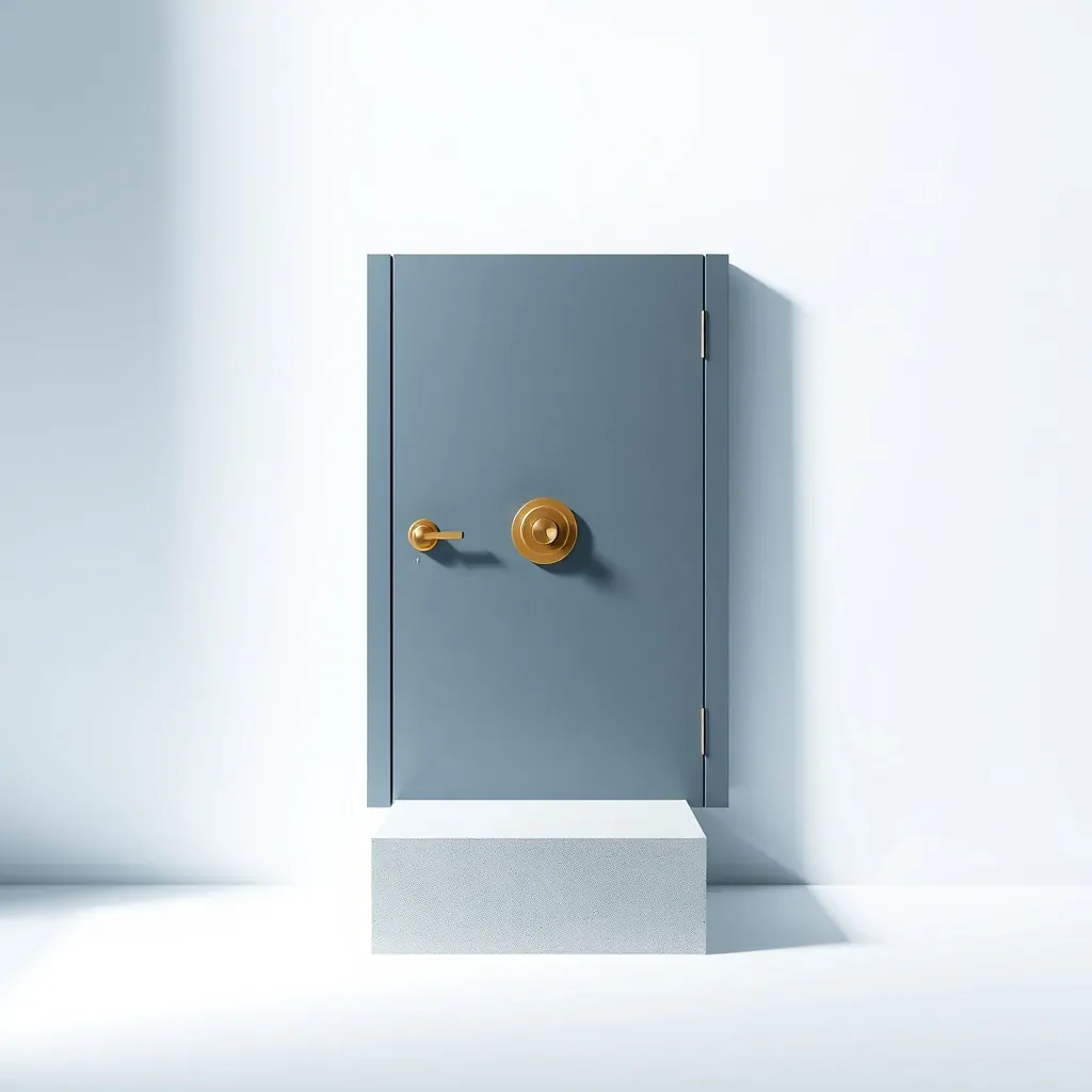 Puerta blindada geométrica con cerradura circular, fondo de Hospitalet de Llobregat. Mejores opciones de cerrajeros para puertas blindadas en Hospitalet de Llobregat.